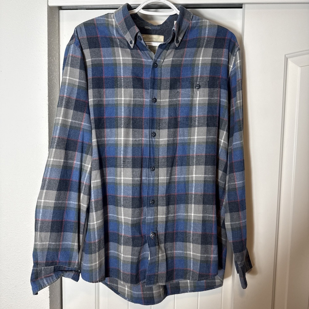 Weatherproof Vintage Plaid‎ Flannel Shirt Men's Large Blue